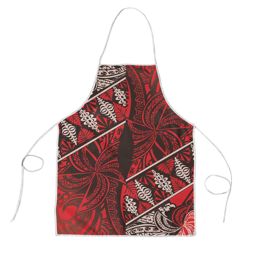 Vintage Ngatu Tribal Tonga Pattern Apron LT9 Red - Polynesian Pride