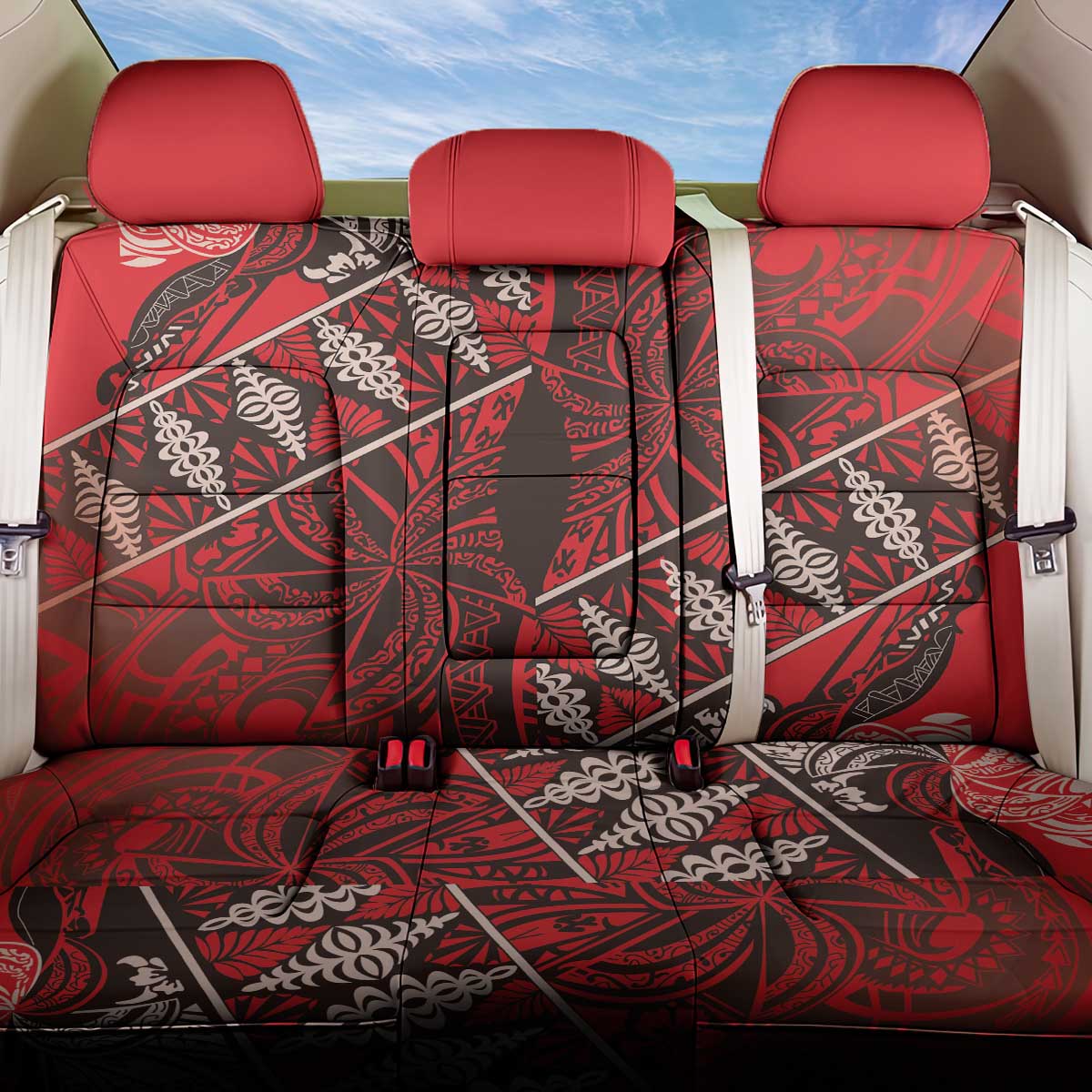Vintage Ngatu Tribal Tonga Pattern Back Car Seat Cover LT9 One Size Red - Polynesian Pride