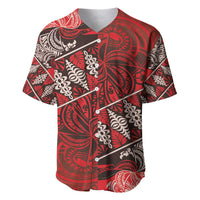 Vintage Ngatu Tribal Tonga Pattern Baseball Jersey LT9 Red - Polynesian Pride
