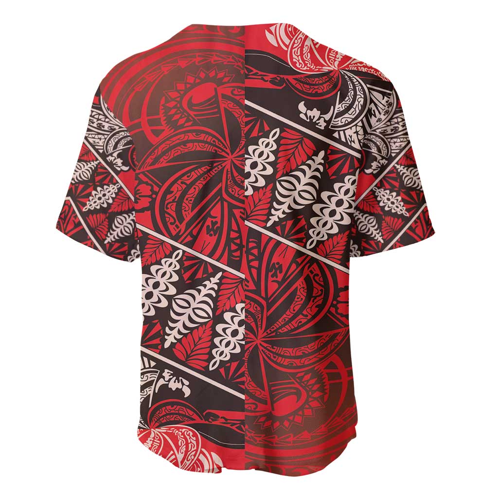 Vintage Ngatu Tribal Tonga Pattern Baseball Jersey LT9 - Polynesian Pride