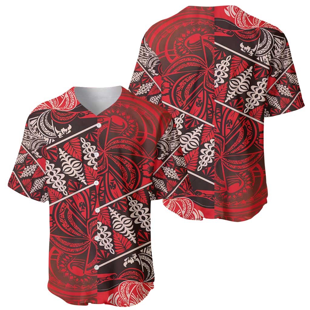 Vintage Ngatu Tribal Tonga Pattern Baseball Jersey LT9 - Polynesian Pride