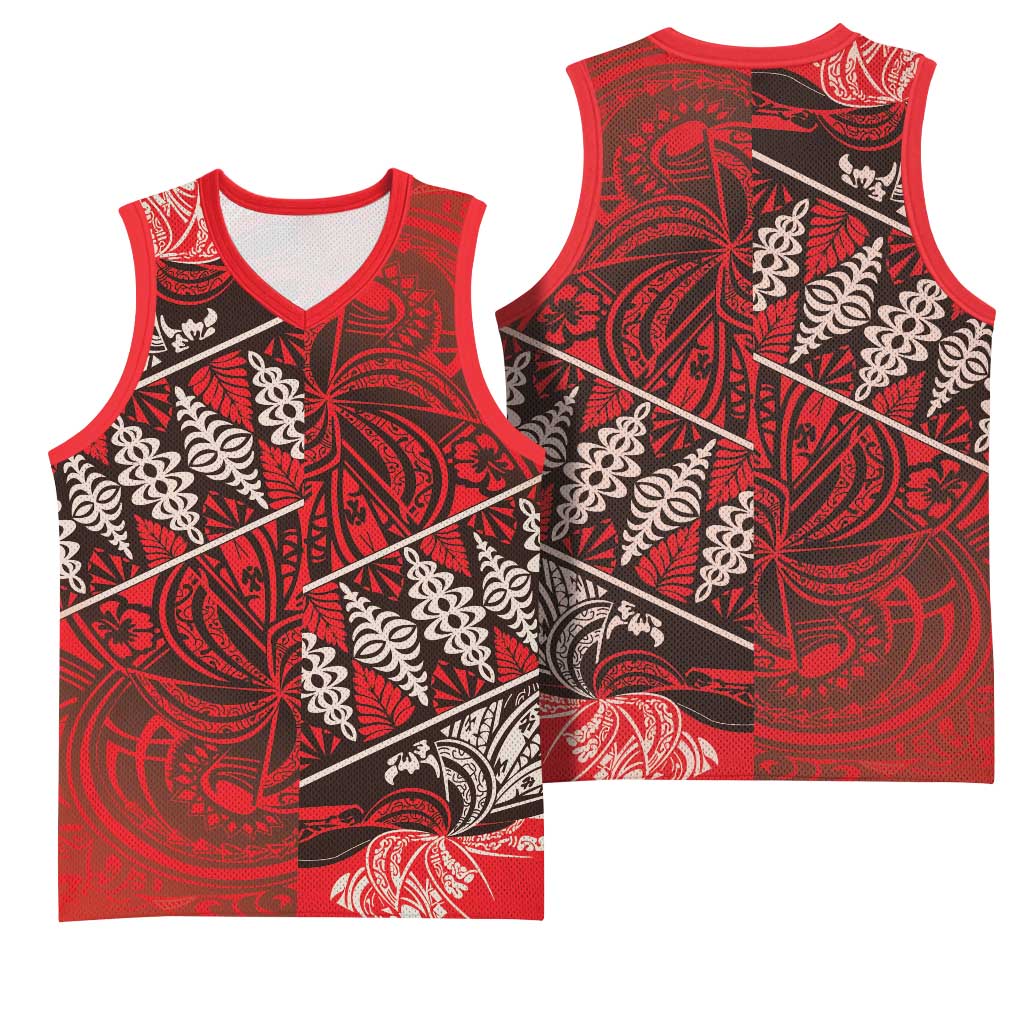 Vintage Ngatu Tribal Tonga Pattern Basketball Jersey LT9 - Polynesian Pride