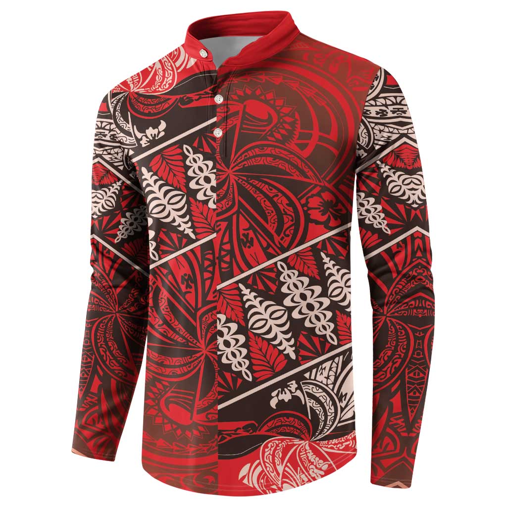 Vintage Ngatu Tribal Tonga Pattern Button Sweatshirt LT9 - Polynesian Pride