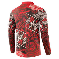 Vintage Ngatu Tribal Tonga Pattern Button Sweatshirt LT9 - Polynesian Pride