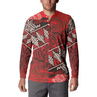 Vintage Ngatu Tribal Tonga Pattern Button Sweatshirt LT9 - Polynesian Pride