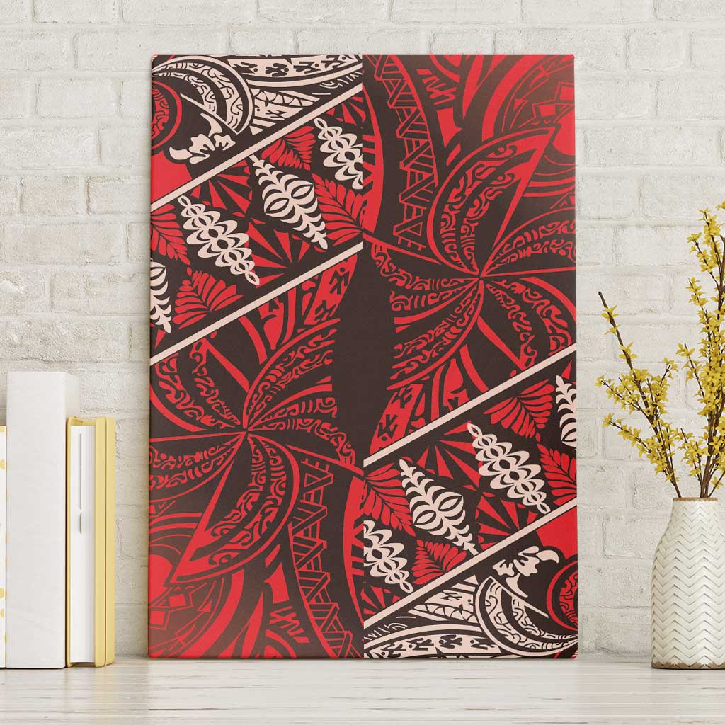 Vintage Ngatu Tribal Tonga Pattern Canvas Wall Art LT9 Without Frame Red - Polynesian Pride