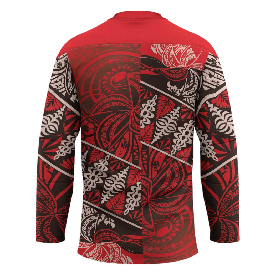 Vintage Ngatu Tribal Tonga Pattern Hockey Jersey LT9 - Polynesian Pride