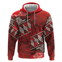 Vintage Ngatu Tribal Tonga Pattern Hoodie LT9 Pullover Hoodie Red - Polynesian Pride
