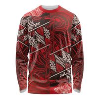Vintage Ngatu Tribal Tonga Pattern Long Sleeve Shirt LT9 Unisex Red - Polynesian Pride