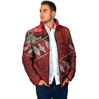 Vintage Ngatu Tribal Tonga Pattern Padded Jacket LT9 - Polynesian Pride