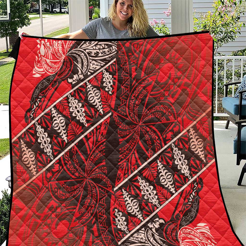 Vintage Ngatu Tribal Tonga Pattern Quilt LT9 Red - Polynesian Pride