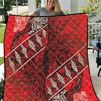 Vintage Ngatu Tribal Tonga Pattern Quilt LT9 Red - Polynesian Pride