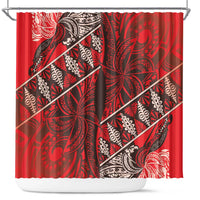Vintage Ngatu Tribal Tonga Pattern Shower Curtain LT9 Red - Polynesian Pride