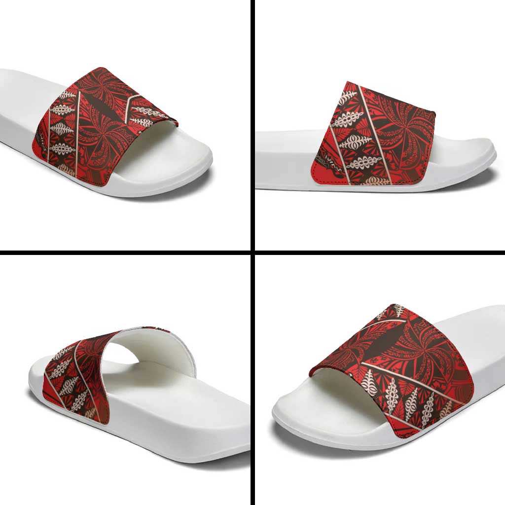 Vintage Ngatu Tribal Tonga Pattern Slide Sandals LT9 - Polynesian Pride