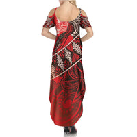 Vintage Ngatu Tribal Tonga Pattern Summer Maxi Dress LT9 - Polynesian Pride