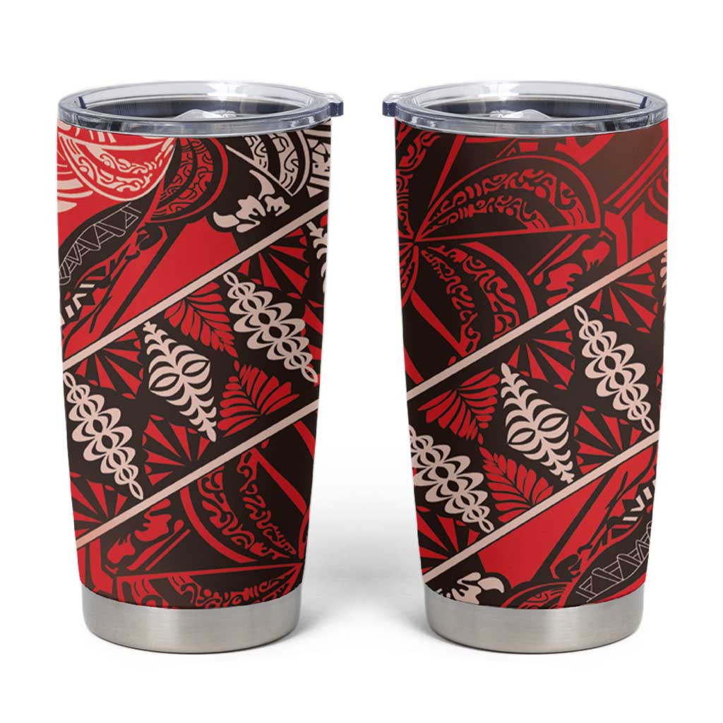 Vintage Ngatu Tribal Tonga Pattern Tumbler Cup LT9 Red - Polynesian Pride