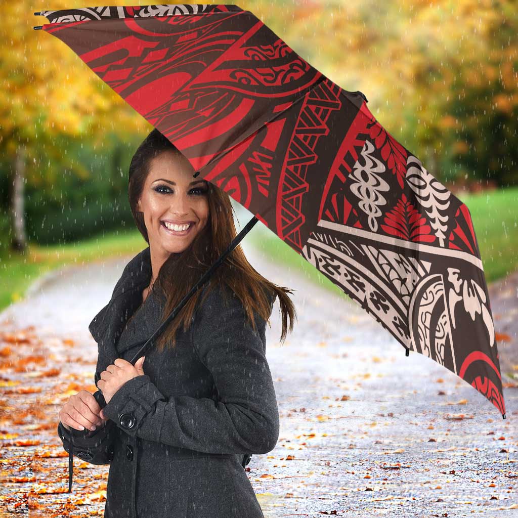 Vintage Ngatu Tribal Tonga Pattern Umbrella LT9 - Polynesian Pride