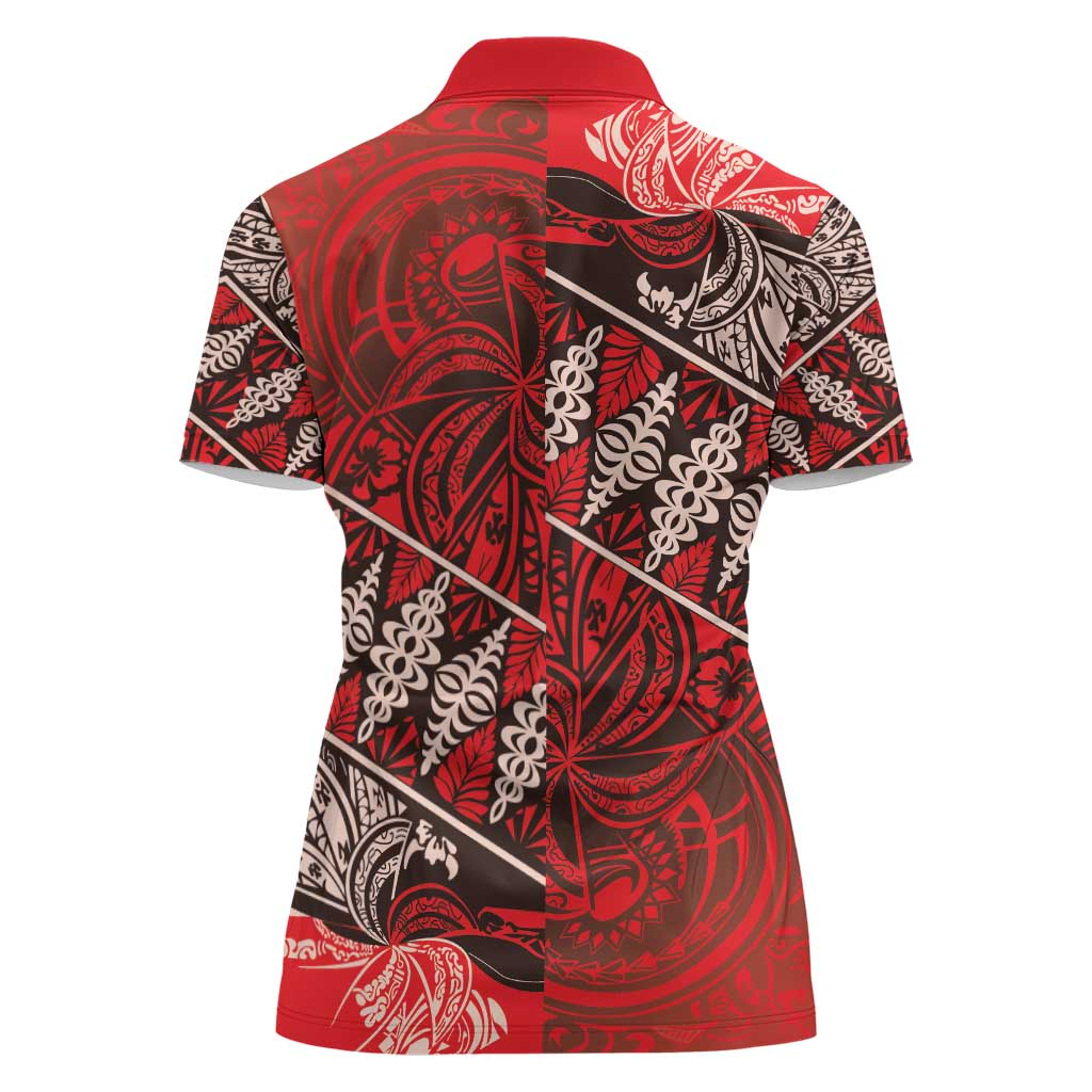 Vintage Ngatu Tribal Tonga Pattern Women Polo Shirt LT9 - Polynesian Pride