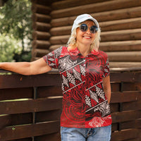 Vintage Ngatu Tribal Tonga Pattern Women Polo Shirt LT9 - Polynesian Pride