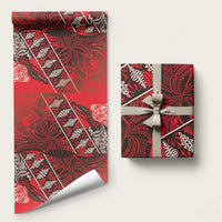 Vintage Ngatu Tribal Tonga Pattern Wrapping Paper LT9 58" × 23" Red - Polynesian Pride