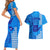 Strong Maui Couples Matching Short Sleeve Bodycon Dress and Hawaiian Shirt Good Living Hawaii with Shaka Sign Kakau Tribal Blue LT9 - Polynesian Pride