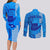 Personalised Strong Maui Couples Matching Long Sleeve Bodycon Dress and Long Sleeve Button Shirts Good Living Hawaii with Shaka Sign Kakau Tribal Blue LT9 - Polynesian Pride