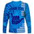 Personalised Strong Maui Long Sleeve Shirt Good Living Hawaii with Shaka Sign Kakau Tribal Blue LT9 - Polynesian Pride