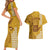 Strong Maui Couples Matching Short Sleeve Bodycon Dress and Hawaiian Shirt Good Living Hawaii with Shaka Sign Kakau Tribal Gold LT9 - Polynesian Pride