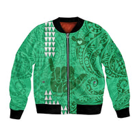 Strong Maui Bomber Jacket Good Living Hawaii with Shaka Sign Kakau Tribal Green LT9 Unisex Green - Polynesian Pride