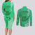 Strong Maui Couples Matching Long Sleeve Bodycon Dress and Long Sleeve Button Shirts Good Living Hawaii with Shaka Sign Kakau Tribal Green LT9 - Polynesian Pride