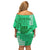 Strong Maui Off Shoulder Short Dress Good Living Hawaii with Shaka Sign Kakau Tribal Green LT9 - Polynesian Pride