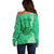 Strong Maui Off Shoulder Sweater Good Living Hawaii with Shaka Sign Kakau Tribal Green LT9 - Polynesian Pride