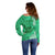 Strong Maui Off Shoulder Sweater Good Living Hawaii with Shaka Sign Kakau Tribal Green LT9 - Polynesian Pride