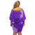 Strong Maui Off Shoulder Short Dress Good Living Hawaii with Shaka Sign Kakau Tribal Purple LT9 - Polynesian Pride