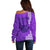 Strong Maui Off Shoulder Sweater Good Living Hawaii with Shaka Sign Kakau Tribal Purple LT9 - Polynesian Pride