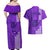 Personalised Strong Maui Couples Matching Off Shoulder Maxi Dress and Hawaiian Shirt Good Living Hawaii with Shaka Sign Kakau Tribal Purple LT9 - Polynesian Pride