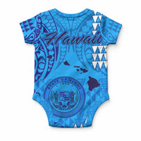 Maui Island Baby Onesie Kakau Tribal Mixed Polynesian Pattern Blue LT9 - Polynesian Pride