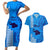 Maui Island Couples Matching Short Sleeve Bodycon Dress and Hawaiian Shirt Kakau Tribal Mixed Polynesian Pattern Blue LT9 Blue - Polynesian Pride