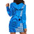 Personalised Maui Island Hoodie Dress Kakau Tribal Mixed Polynesian Pattern Blue LT9 - Polynesian Pride