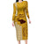 Maui Island Long Sleeve Bodycon Dress Kakau Tribal Mixed Polynesian Pattern Gold LT9 Long Dress Gold - Polynesian Pride