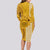 Maui Island Long Sleeve Bodycon Dress Kakau Tribal Mixed Polynesian Pattern Gold LT9 - Polynesian Pride