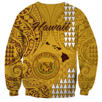 Maui Island Sweatshirt Kakau Tribal Mixed Polynesian Pattern Gold LT9 - Polynesian Pride