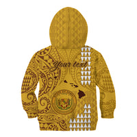 Personalised Maui Island Kid Hoodie Kakau Tribal Mixed Polynesian Pattern Gold LT9 - Polynesian Pride