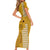 Personalised Maui Island Short Sleeve Bodycon Dress Kakau Tribal Mixed Polynesian Pattern Gold LT9 - Polynesian Pride