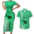 Maui Island Couples Matching Short Sleeve Bodycon Dress and Hawaiian Shirt Kakau Tribal Mixed Polynesian Pattern Green LT9 Green - Polynesian Pride