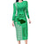 Maui Island Long Sleeve Bodycon Dress Kakau Tribal Mixed Polynesian Pattern Green LT9 Long Dress Green - Polynesian Pride