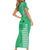 Maui Island Short Sleeve Bodycon Dress Kakau Tribal Mixed Polynesian Pattern Green LT9 - Polynesian Pride