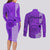 Maui Island Couples Matching Long Sleeve Bodycon Dress and Long Sleeve Button Shirts Kakau Tribal Mixed Polynesian Pattern Purple LT9 - Polynesian Pride