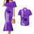 Maui Island Couples Matching Mermaid Dress and Hawaiian Shirt Kakau Tribal Mixed Polynesian Pattern Purple LT9 Purple - Polynesian Pride