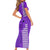 Maui Island Short Sleeve Bodycon Dress Kakau Tribal Mixed Polynesian Pattern Purple LT9 - Polynesian Pride